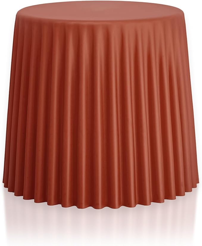 2xhome Set of 2 Modern Stackable Patio Stool | Versatile Coffee Table, Accent Ottoman, Dining Kitchen Chairs | Weather Resistant Plastic | Indoor Outdoor, Cafe Restaurant, Orange