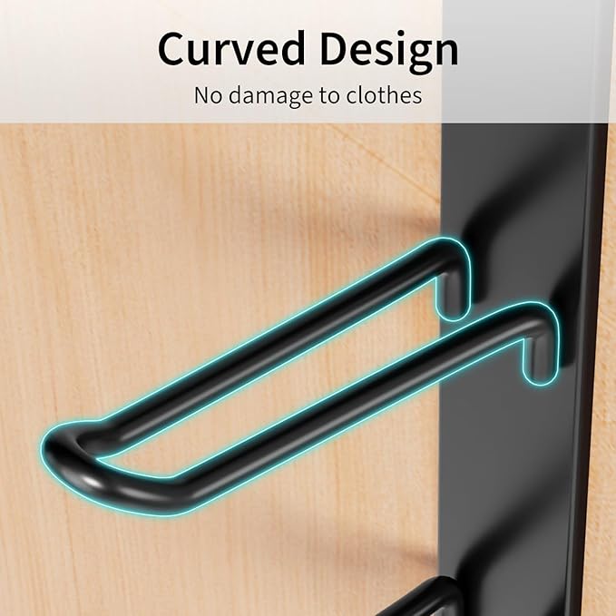 niffgaff 8 Hook Over The Door Hooks, Vertical Over The Door Towel Hook, Over Door Hook, Over The Door Hanger, for Towel and Clothes Hangers, Black, 2 Pack,12.28“,for 1.7'' Door