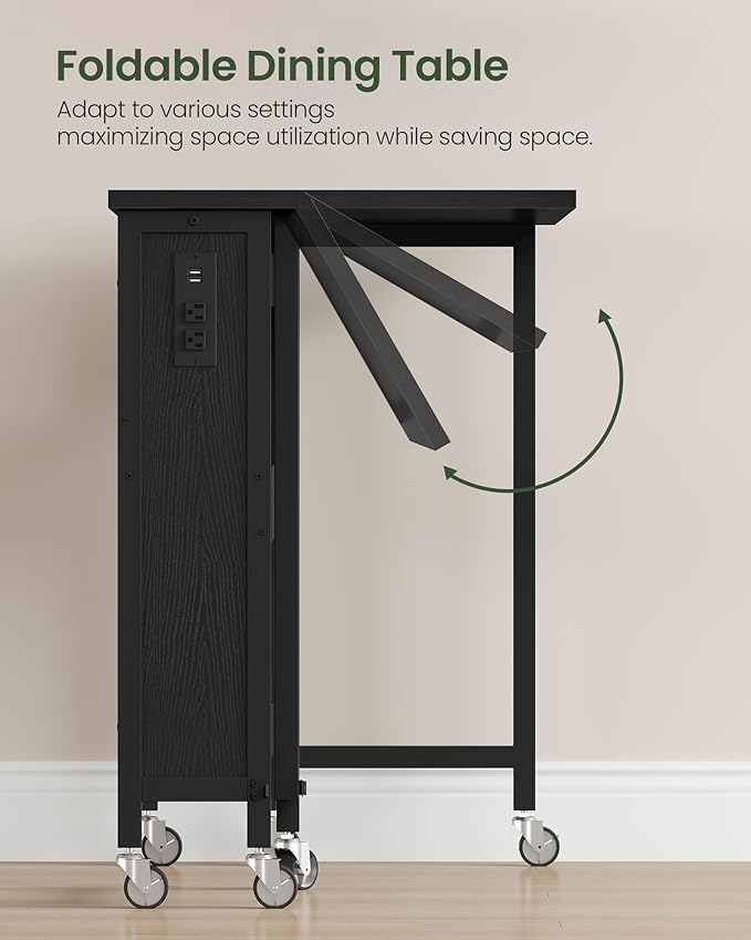 31.5" Modern Folding Computer Desk with Power Outlets, Wheels, Storage, Perfect for Small Spaces Black TDN01UBB-NeatNest