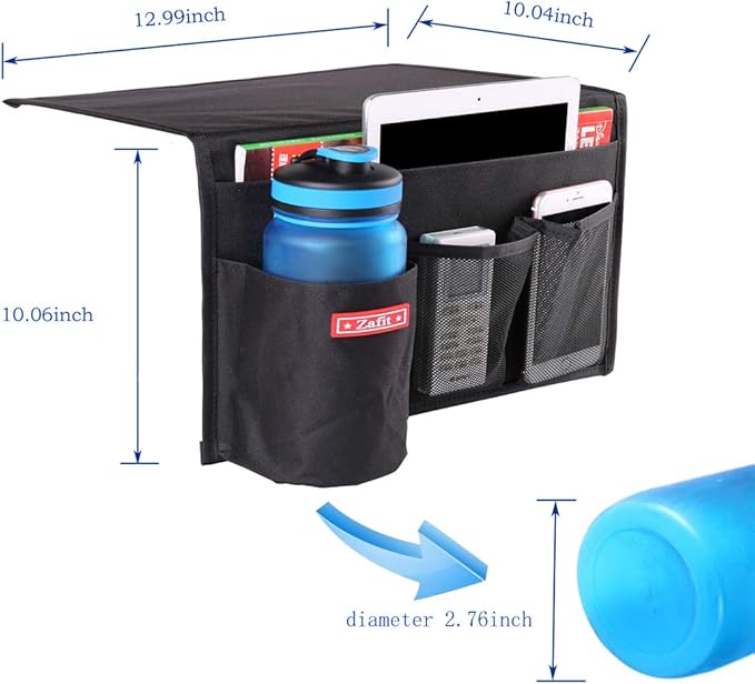 Bedside Storage Organizer - Table Cabinet Organizer Caddy for Remotes, Phone, Glasses (4 Pockets - Black)-NeatNest