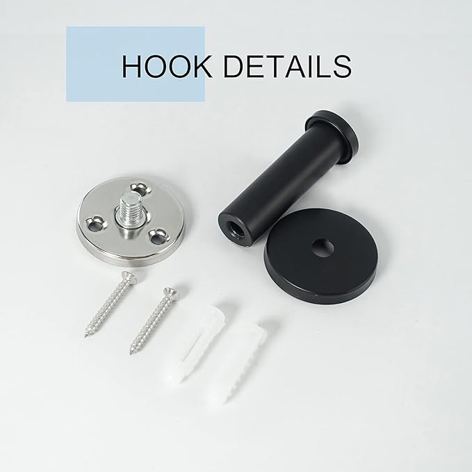 Bath Towel Hooks, 10 Pack Round Coat Hooks, Sturdy Wall Mounted Robe Hook, SUS 304 Stainless Steel Heavy Duty Clothes Hanger, Wall Towel Hooks for Bathroom Bedroom Kitchen(3 in, Black)