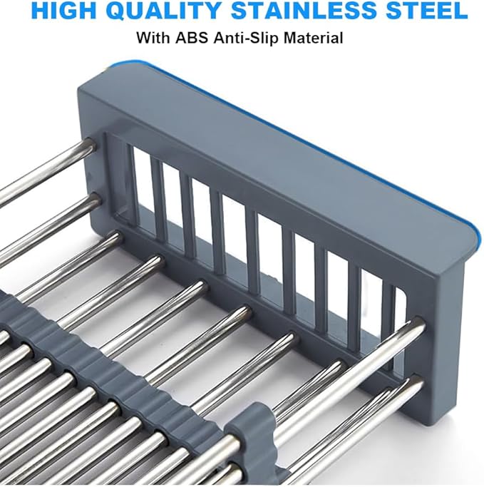 Dish Drying Rack Kitchen Sink Organizer: Expandable Stainless Steel Dish Drainer – Rustproof Sink Dish Drying Rack – Upgraded Dish Racks for Kitchen Counter with Adjustable Arms Holder