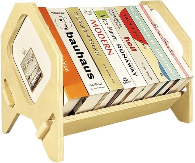 Desktop Bookshelf, Stackable Book Organizer with Handle, Storage Rack for CD/Magazine/File Folder, Portable Small Bookshelf for Study, Living Room, Kid's Room, No Nails, Small Size-NeatNest