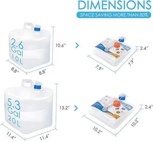 Collapsible Water Container Jug with Spigot, 2 Packs 5.3 Gallon BPA Free Camping Water Storage Carrier for Outdoor Hiking Backpacking & Emergency Survival Kit, Foldable Portable Canteen-NeatNest