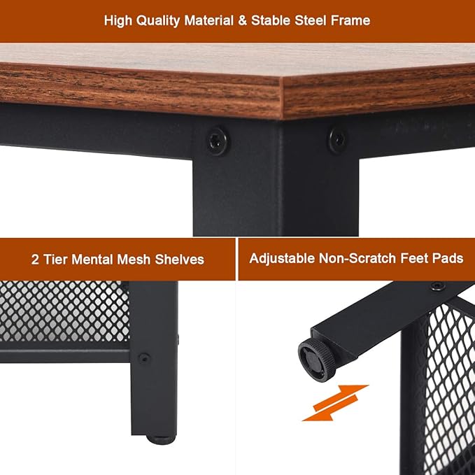 Giantex 3-Tier Shoe Rack Bench, Industrial Shoe Bench with 2 Mesh Storage Shelves & Seat for Entryway, Front Door, Garage Shoe Storage (Rustic Brown)