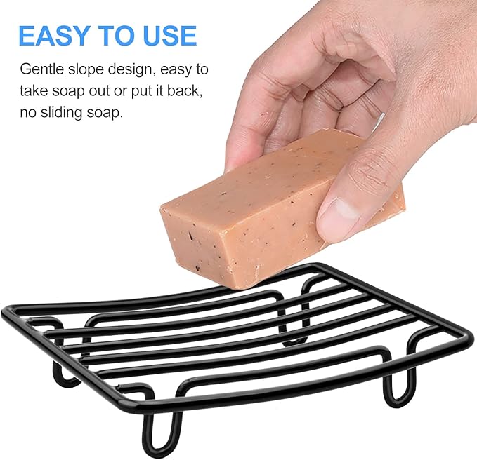 Bar Soap Dish Holder for Shower Bathroom Stainless Steel Rust Proof Self Draining, Black-2 Pack-NeatNest