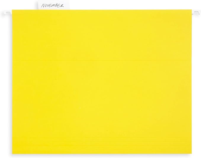Blue Summit Supplies Hanging File Folders, 25 Reinforced Hang Folders, Designed for Home and Office Color Coded File Organization, Letter Size, Yellow, 25 Pack-NeatNest