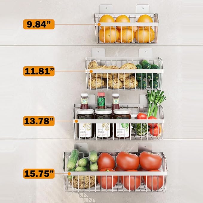 Stainless Steel Hanging Wire Basket Organizer - L 13.78Inch for Cabinet Pantry, Kitchen, Bathroom Storage-NeatNest