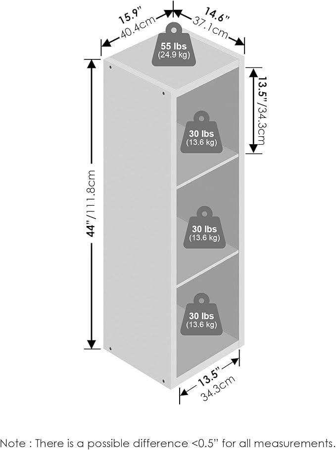 Furinno Cubic Open Back Multipurpose Clothing & Closet Storage Organizer Shelf, 3-Cube, White