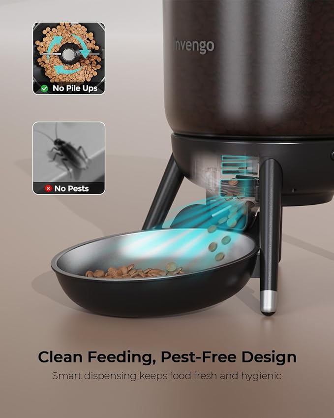 Automatic Cat Feeder with Timed Food Dispenser, One-Touch Feeding, Dual Power Supply, Anti-Bug Design, Visible 3L Hopper – Automatic Pet Feeder for Cats and Small Dogs-NeatNest