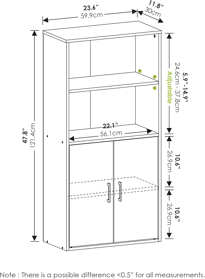 Furinno Pasir 4-Tier Storage Bookcase, Bookshelf, Multipurpose Shelf, White