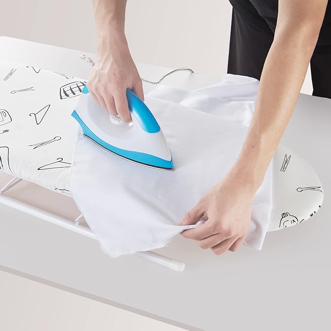 Table Top Ironing Board Cover 12 x 32 inch, 3 Layers Small Iron Board Cover, Heat Reflective Thick Padding with Elasticized Edges (White)
