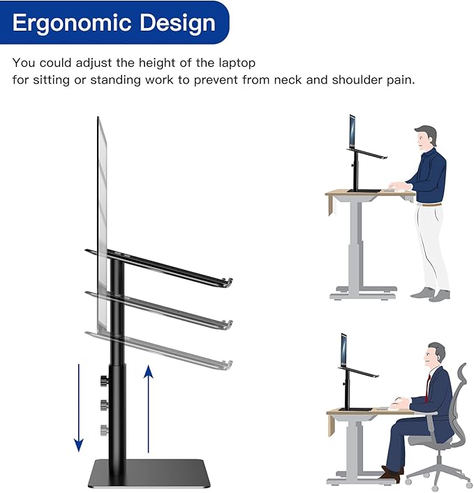 BESIGN LSX6 Computer Holder Stand, Ergonomic Adjustable Notebook Riser for Standing Work, Compatible with Air, Pro, Dell, HP, Lenovo More 10-14" Laptops, Black-NeatNest