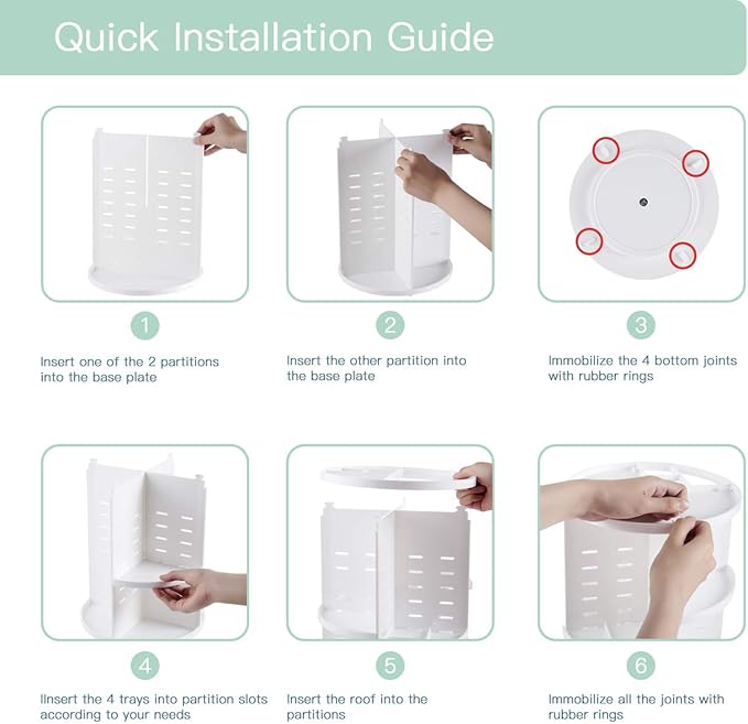 360 Rotating Makeup Organizer,DIY Adjustable Spinning Holder,Foldable Cosmetic Storage Display box,Large Capacity Make up Caddy Shelf,Fits Countertop Vanity and Bathroom (WHITE)-NeatNest
