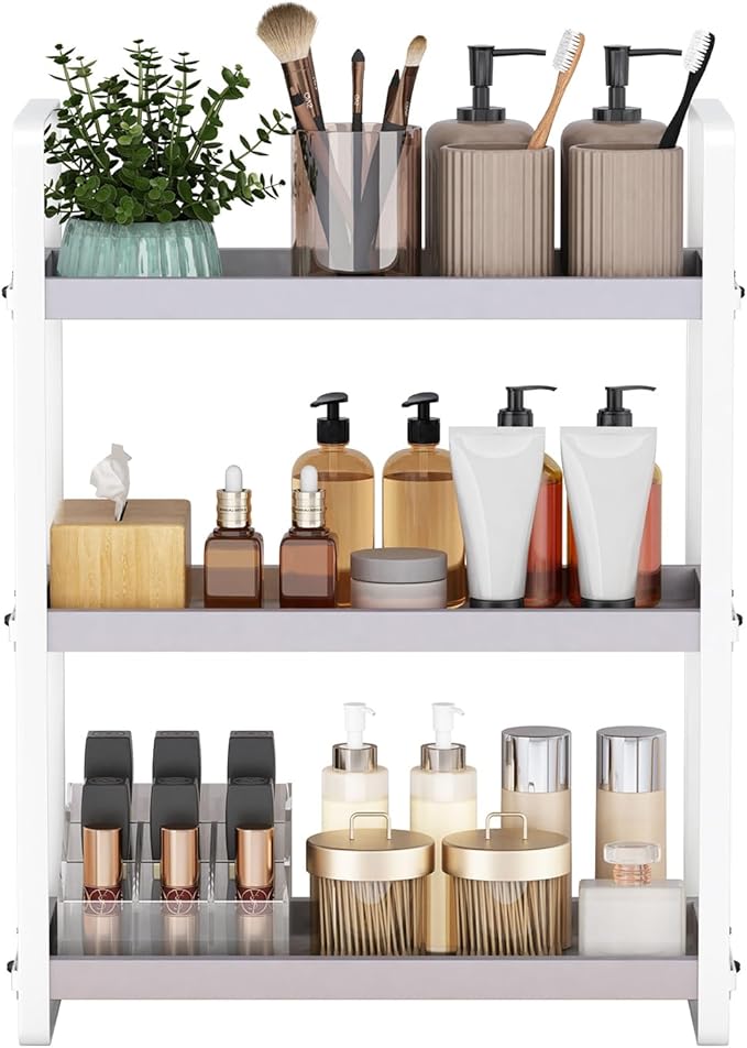 Bathroom Counter Organizer,Bathroom Countertop Organizer,Counter Shelf,Countertop Storage,Organization and Storage,Makeup Shelf,Sink Caddy(Grey 3 Tier)-NeatNest
