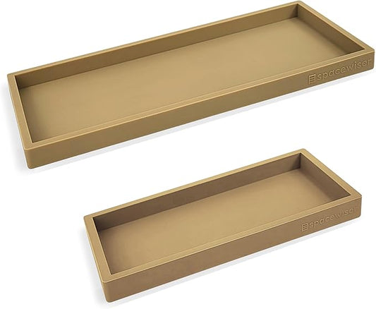 Countertop and Vanity Tray - 2 PC (11” and 7”) Shatterproof Silicone Kitchen and Bathroom Trays for Counter, Kitchen Soap Dispenser Tray, Vanity Trays for Bathroom, Perfume Key Tray-NeatNest