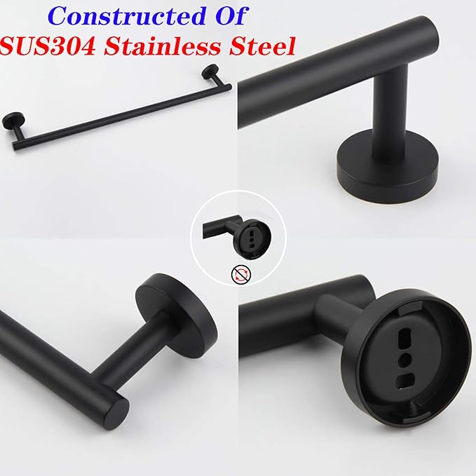 GERZWY Bathroom Towel Bar 30" Stainless Steel Towel Bar Matte Black Contemporary Style Wall Mount for Bath Kitchen AG1101C75-BK