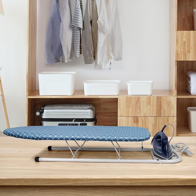 Duwee 12"×32" Table Top Ironing Board with Iron Rest,Small Ironing Board with Heat Resistant Cover,Thicken Felt Padding,Portable Iron Board with Non-Slip Feet for Home, Laundry Rooms, Dorms