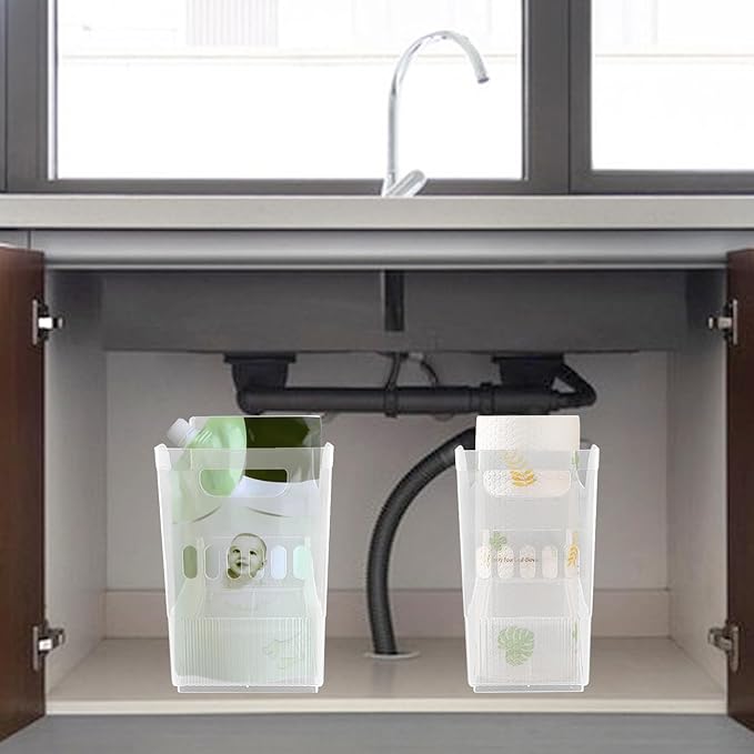 3 Pcs Freezer Organizer Bins with Wheel Clear Plastic Pantry Organizer and Storage 3 Size Tall Narrow Kitchen Organization Pantry Organizer Snack Storage Containers for Office Refrigerator
