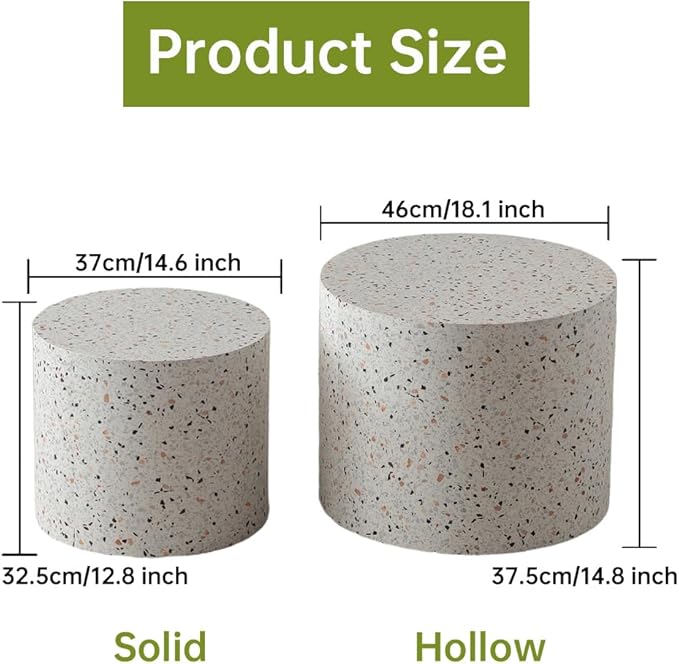 Round Nesting Coffee Tables Modern Terrazzo Coffee Table Small Round Coffee Table Circular Side Table Accent End Table Nesting Coffee Tables Set of 2 for Living Room (Terrazzo)