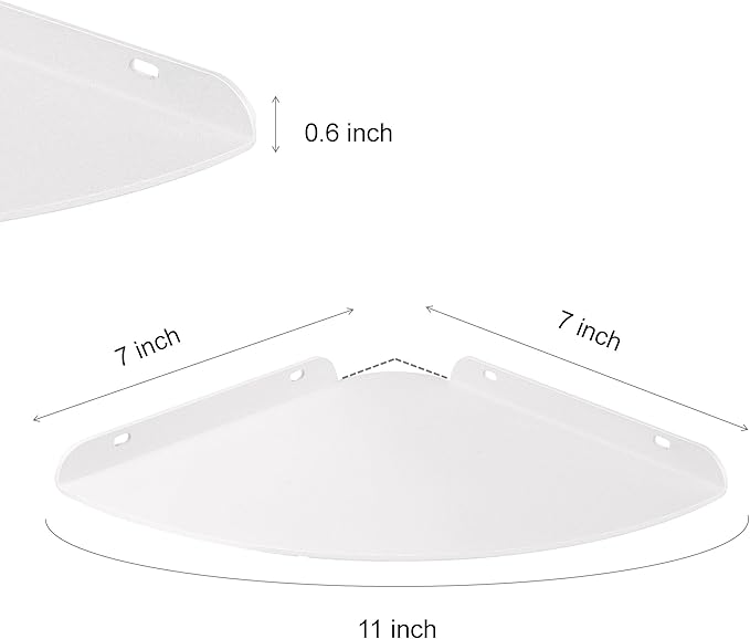 Small Wall Mounted Floating Corner Shelves 7 inch Metal Shelf Corner Shelf for Wall Storage, for Speaker, Cable Box (White)
