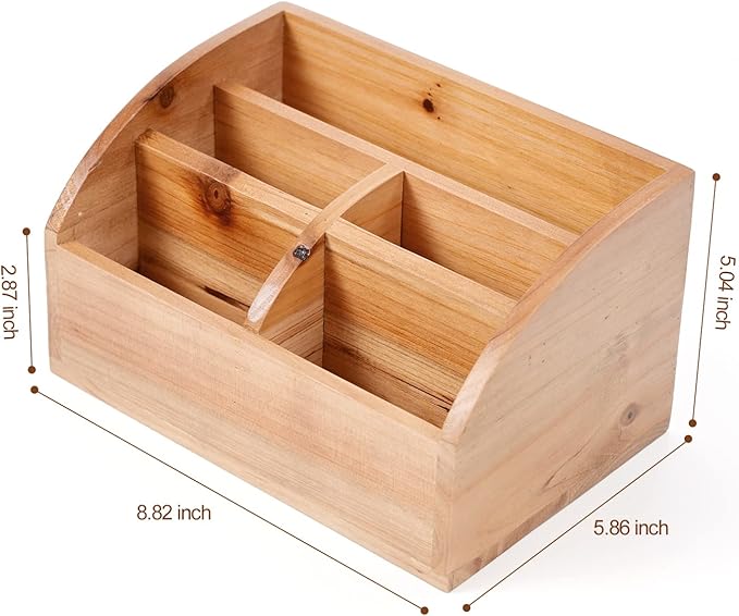 Farmhouse Solid Wooden Mail Sorter Wood Desk Organizer TV Remote Holder Rustic Vintage Caddy Mail Basket Storage Caddy for Bills, Kitchen, Desktop, Workspace Counter Top Home Decor Office Supplies……-NeatNest