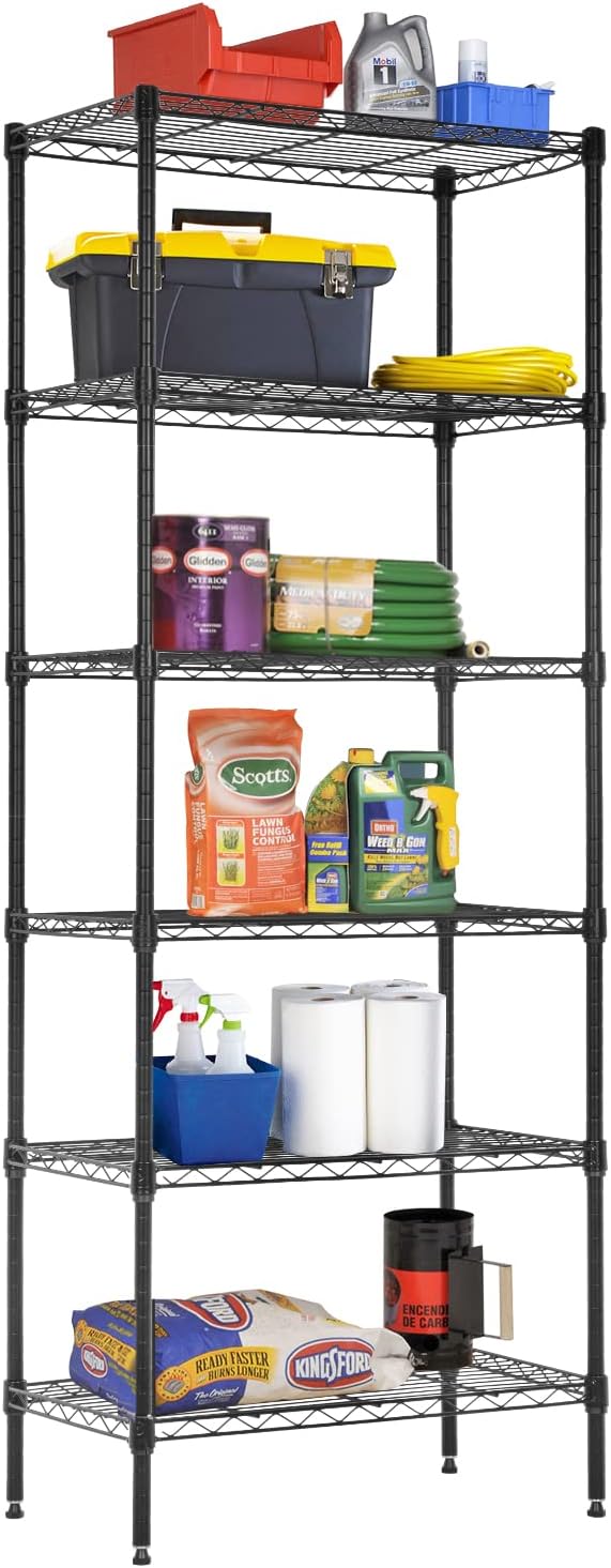 BestOffice Adjustable Wire Shelving Storage Shelves Heavy Duty Shelving Unit for Small Places Kitchen Garage (Black, 13 D x 23 W x 59 H)-NeatNest