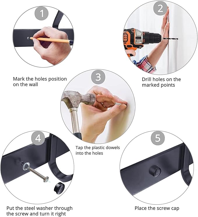 AZW Coat Rack Wall Mount,Heavy Duty Stainless Steel Metal Coat Hooks Hanging for Robes Bags Keys Hat Clothes and Bathroom Door Towels Hanger(Matte Black 6 Hooks)-NeatNest