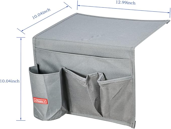Bedside Caddy, 4 Pockets Bedside Organizer Caddy Under Mattress,Holds Water Bottles,Magazines,Books (Classic 4 Pockets-Grey)-NeatNest