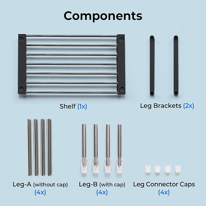 carrotez Expandable Cabinet Organizer, Set of 1 Width & Height-adjustable Kitchen Cabinet Organizer Shelf, Stackable Kitchen Counter Shelf, 11.8~19.6 x 7.8 x 5.9~9" Black-NeatNest