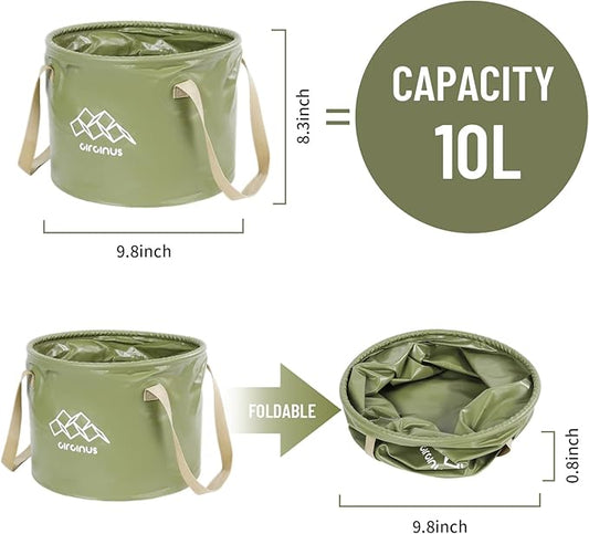 CIRCINUS Collapsible Water Bucket 5.28 gallons (20 liters) Portable wash Basin for Camping Fishing Travel Outdoor Gardening car Washing (Green)-NeatNest