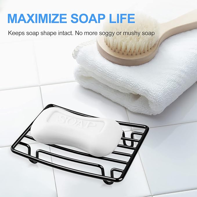 Bar Soap Dish Holder for Shower Bathroom Stainless Steel Rust Proof Self Draining, Black-1 Pack-NeatNest