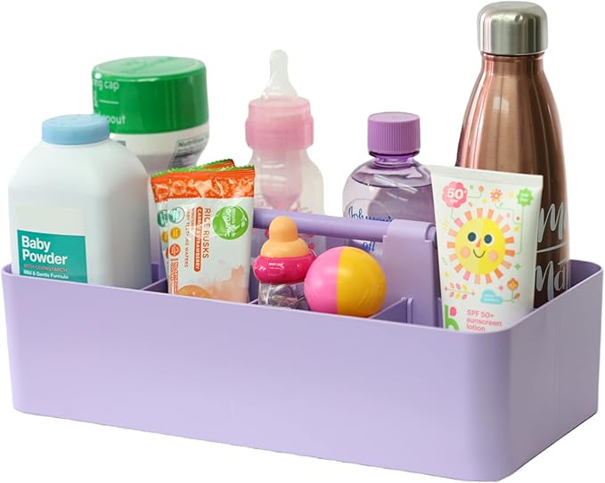 8 Compartments DIY Dividers,Large caddy, Multi Purpose, Simple, Portable, Stackable, Modern Solution for School, office, Desktop -MADE IN USA (Lavender)-NeatNest