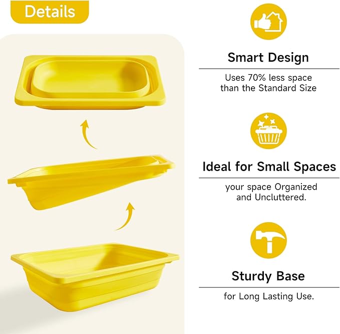 Beright 2 Pack Storage Bins, Collapsible Wash Basin Folding Dish Tub Sink, Space Saving for Dishing, Fruit, and Camping, Hiking and Home, Yellow, 2 in 1 Set-NeatNest