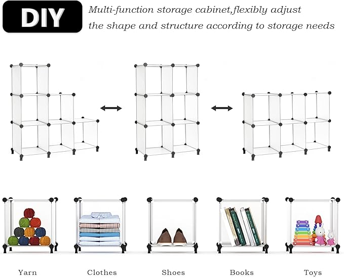 AWTATOS 6 Cube Closet Storage Shelves DIY Stackable Translucent Clothes Storage Organizer for Bedroom, Home