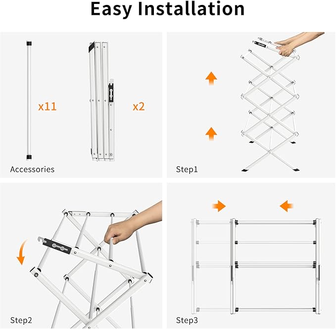 Foldable Drying Rack Clothing,Clothes Drying Rack Folding Indoor and Outdoor Rack,Laundry Drying Rack Collapsible-Black White