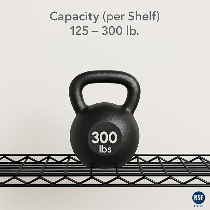 14" x 36" NSF Black Epoxy 4-Shelf Kit with 72" Posts, Commercial Storage Rack Unit, Heavy Duty Storage Shelving, Wire Shelving Kit, Adjustable Rack Strong Steel, Multipurpose Wire Shelf