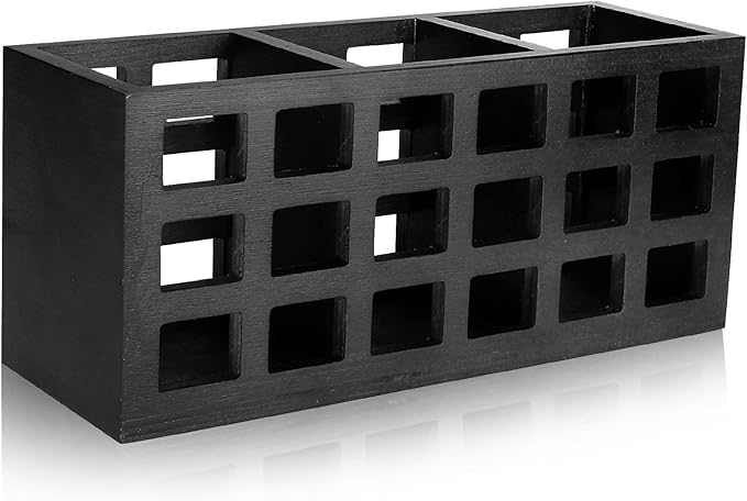 Farmhouse Wooden Silverware Utensil Caddy Cutlery Holder Utensil Holder Organizer for Kitchen Countertop Party Table Fork and Spoon Holders Storage Wood Silverware Basket Picnic Flatware Caddy-NeatNest