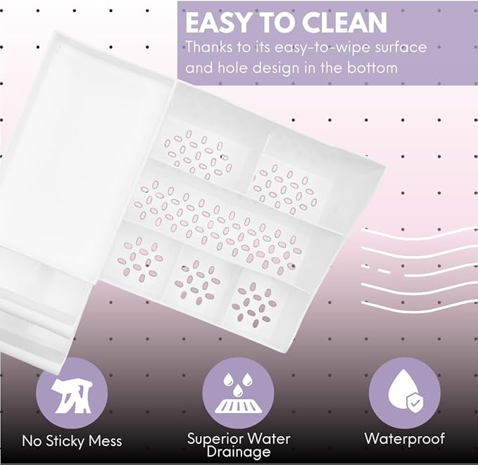 Mantello Makeup Organizer for Vanity - White Cosmetics Organizer with Multiple Compartments for Makeup and Toiletries-NeatNest