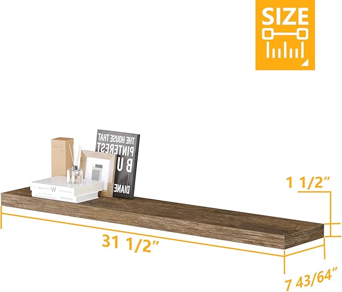 BAMEOS Floating Shelves,40 in W x 8in D Wall Mounted Wooden Shelves with Invisible Brackets Set of 3, Hanging Wall Shelves Decoration for Bedroom, Bathroom, Living Room and Kitchen-NeatNest