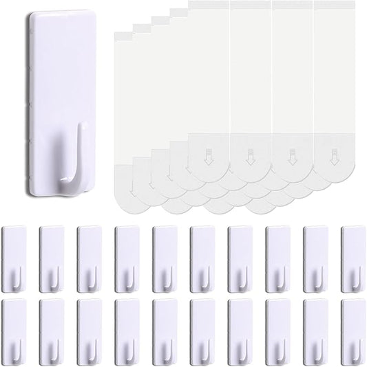 Damage Free Hanging Hook, 20 Hooks with 20 Adhesive Strips, 1 Hook Holds 2 lb,Removable Wall Hook for Hanging Key, Towel, Utility Hooks for Office Kitchen Bathroom Organization,Party Decoration-NeatNest