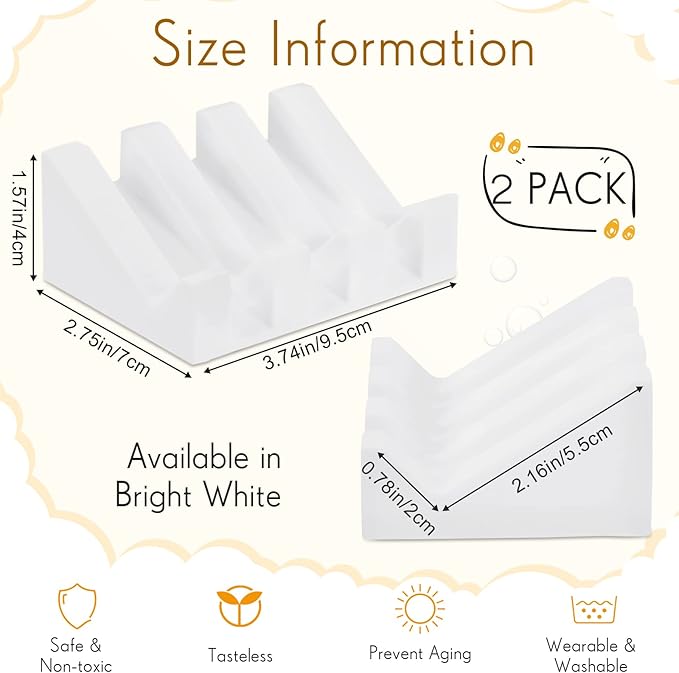 Cunhill 2 Pieces Silicone Soap Dish Self Draining Soap Dish Shower Waterfall Bar Soap Holder Tray with Drain Soap Saver for Kitchen Bathroom Accessories (Bright White)-NeatNest