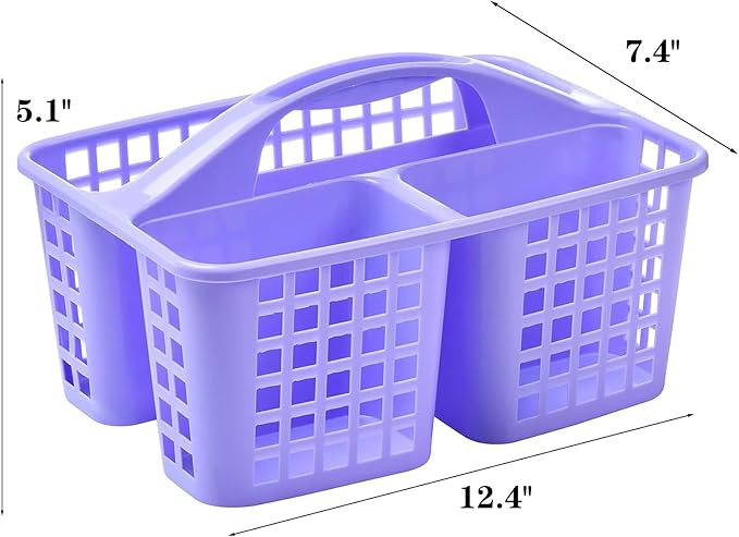 Portable Shower Caddy Basket,Convenient Cleaning Supplies Organizer with Compartments and Handle,Ideal for Bathroom, Bedroom, Kitchen, College Dorm,Garden,etc.Purple-2 Pcs