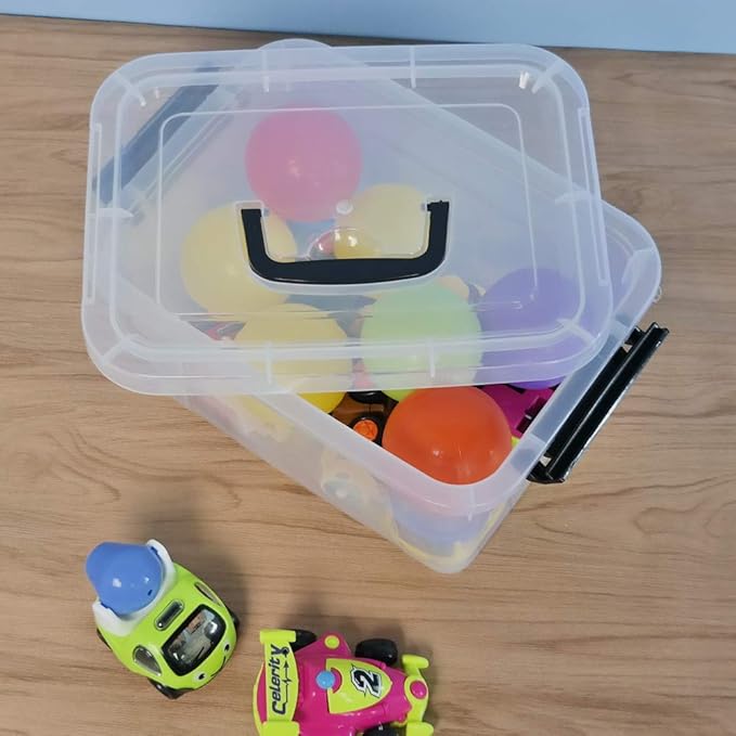 Begale 5 Quart Plastic Small Storage Container, Clear Latch Box with Latches, 4-Pack-NeatNest