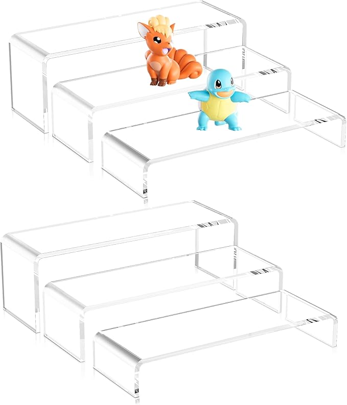 Acina 6Pcs Acrylic Display Risers: 9" Large Product Stand 2-Sets Clear Rectangular Shelf for Candy Dessert Cupcakes Collectibles Figures-NeatNest