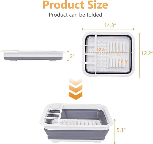 Collapsible Dish Drainer with Drain Plug & Swivel Spout - Space-Saving, Portable Dish Rack for Kitchens, RVs, Campers & Travel Trailers-NeatNest