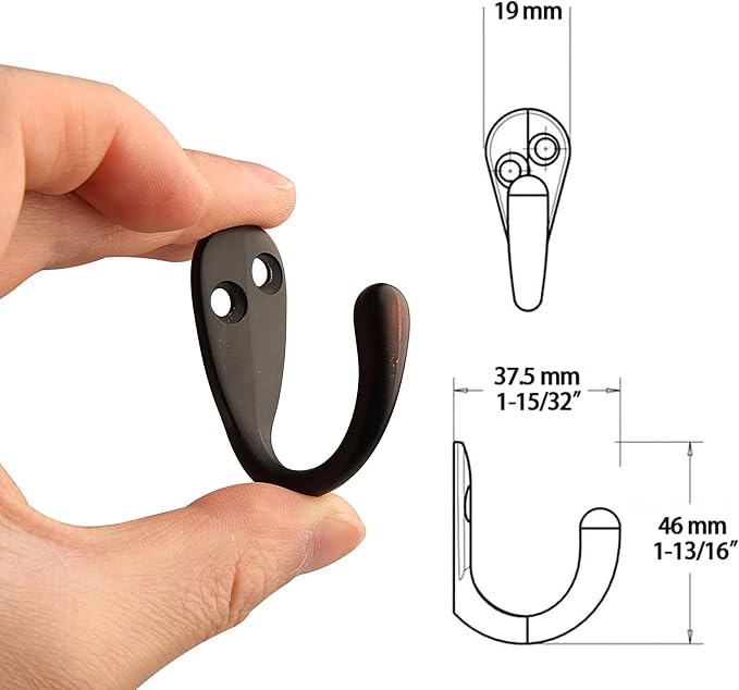 HASWARE 6 PCS Coat Hook, Wall Mounted Hooks Coat Hooks Robe Hooks Hangers Heavy Duty with 12 Pieces Screws for Bedroom Bathroom Kitchen Door Wall (Oil-Rubbed)