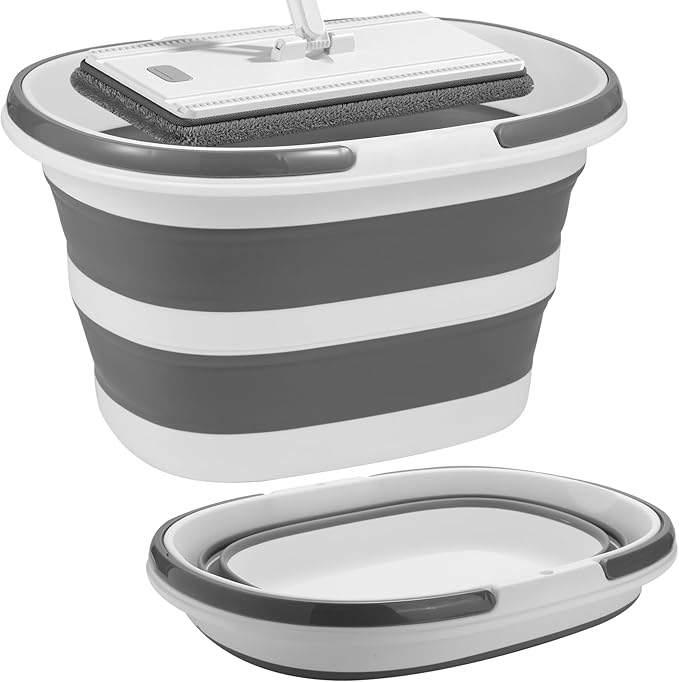 Large Collapsible Bucket for Cleaning or Organzier, 7.39 Gallon (28L) Cleaning Mop Bucket with Handle, Portable Water Bucket for Mopping, Car Washing, Laundry Storage, Camping, Fishing, Space Saving