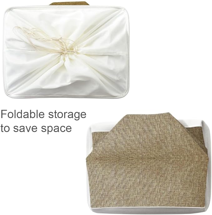 TheWarmHome Organization Basket - 20x16x14 inch Jumbo 3 Pack Collapsible Storage Bins for Shelves, Fabric Storage Cubes for Closet Organizer Gift Toy (White & Khaki)-NeatNest