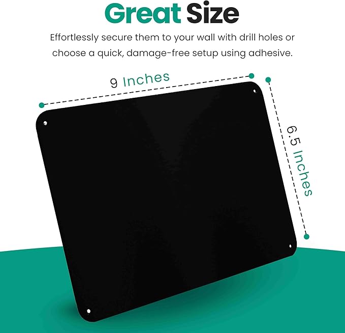 9 inches x 6.5 inches Stainless Steel Plate for Magnets, 3M Adhesive Back, Mounting Screws, Ideal for Magnetic Shelf, Spice Holders, Fridge Magnets. Mount Anywhere! (Black, 1 Pack)